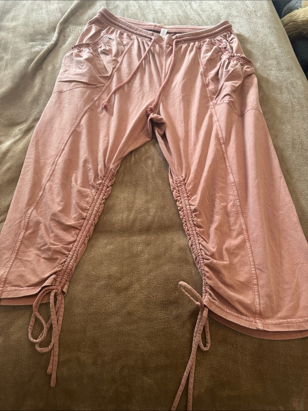Women's Dusty Pink Drawstring Cargo Jogger Pants